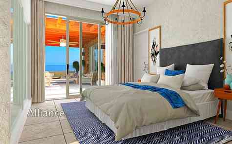 Apartments with a pool and a beachfront villa in a complex in Esentepe