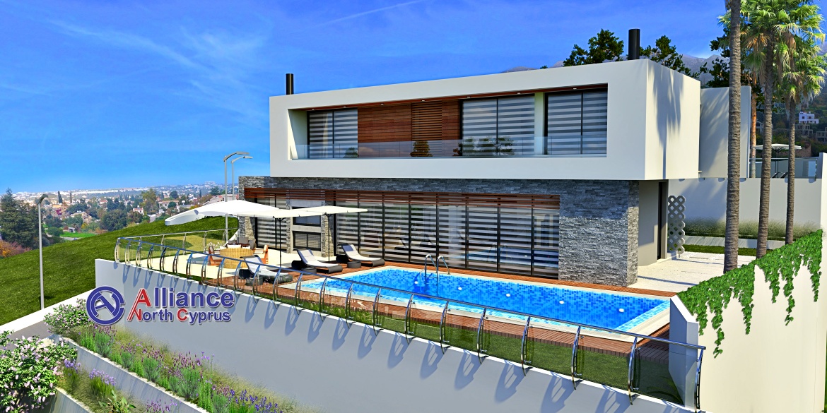 Luxury Villas in Bellapais, 4 Bedrooms, with the pool