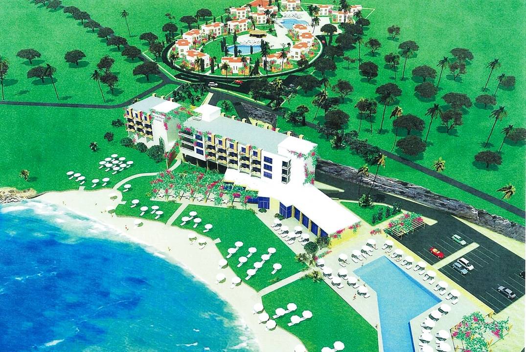 An unfinished hotel and casino by the sea for sale