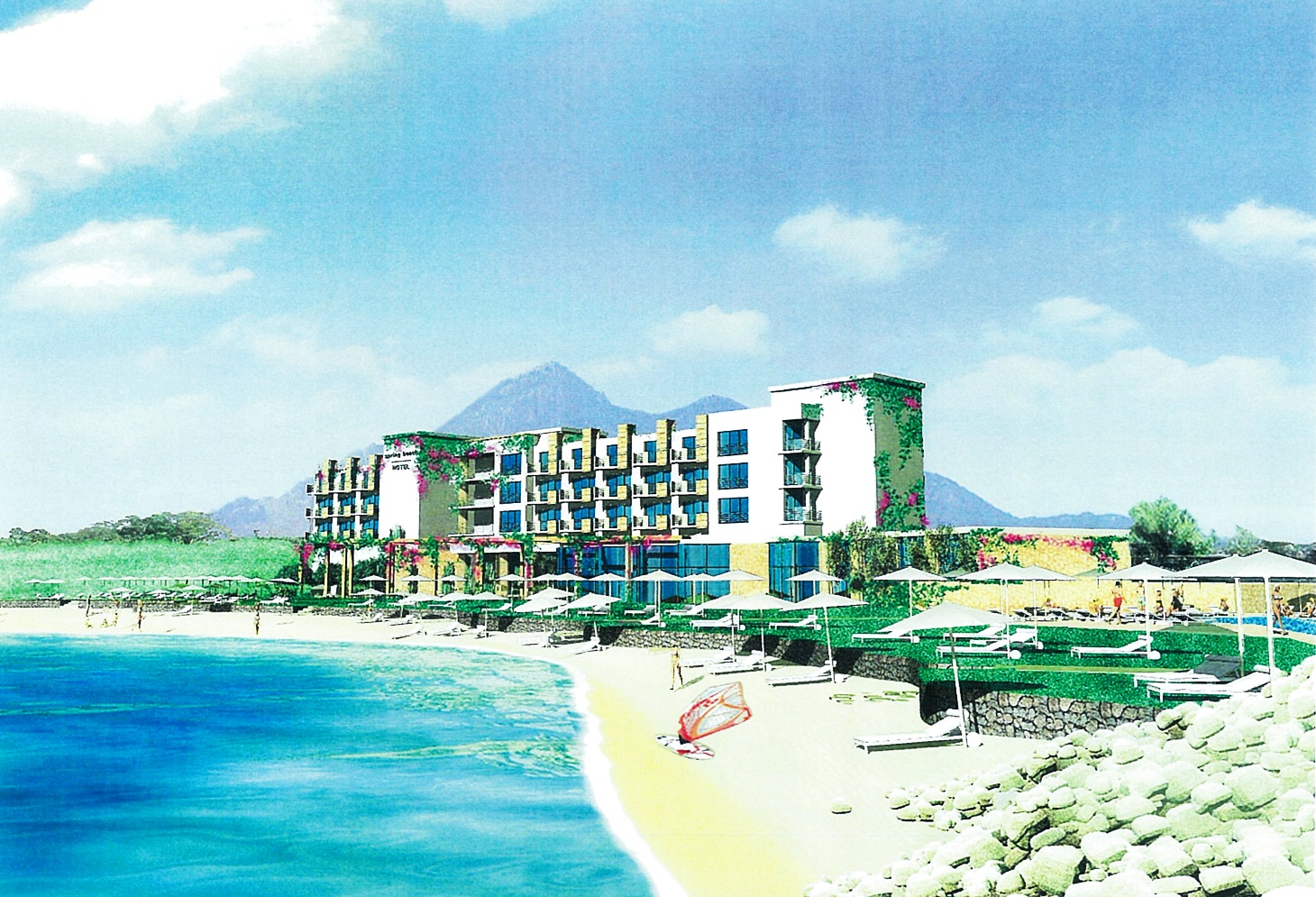 An unfinished hotel and casino by the sea for sale
