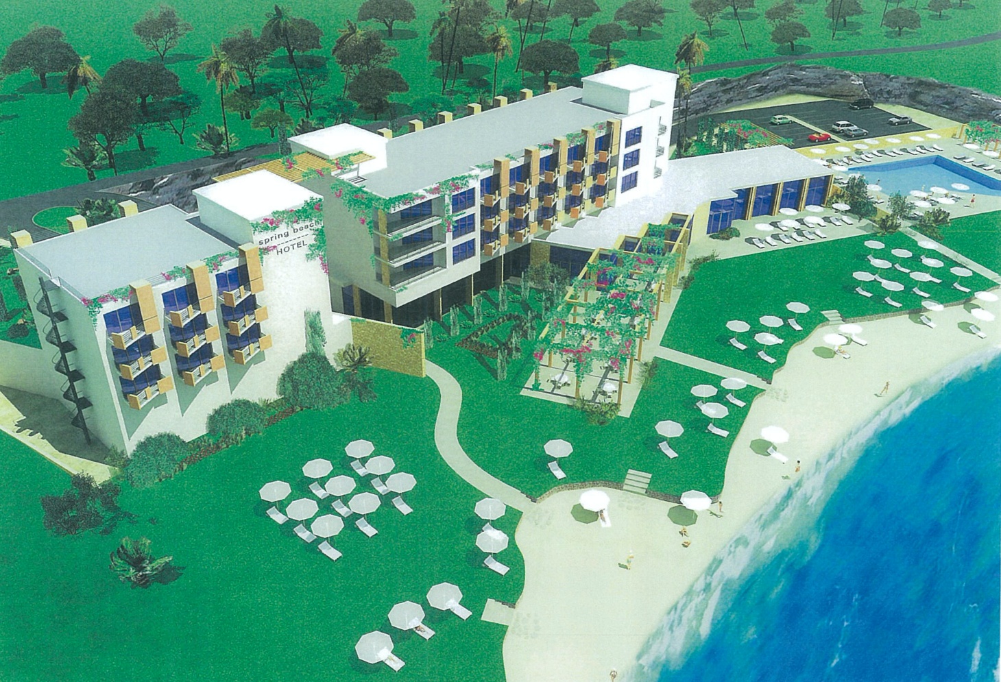 An unfinished hotel and casino by the sea for sale