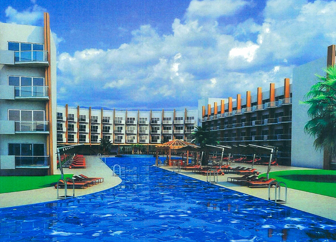 An unfinished hotel and casino by the sea for sale