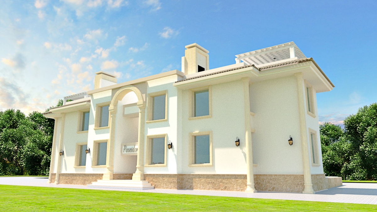 Modern apartments in Mediterranean style in a holiday complex on the beachfront