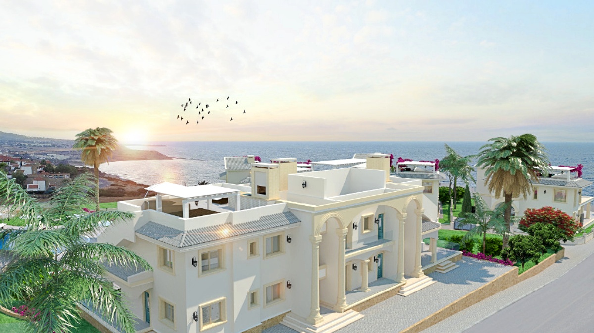 Modern apartments in Mediterranean style in a holiday complex on the beachfront