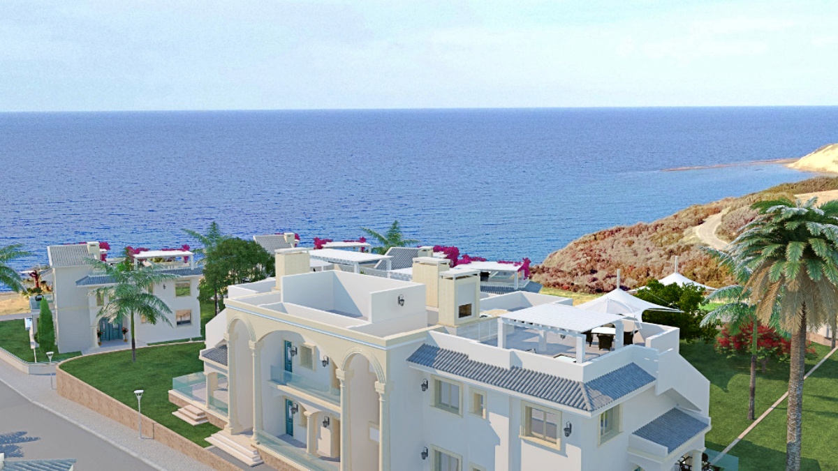 Modern apartments in Mediterranean style in a holiday complex on the beachfront