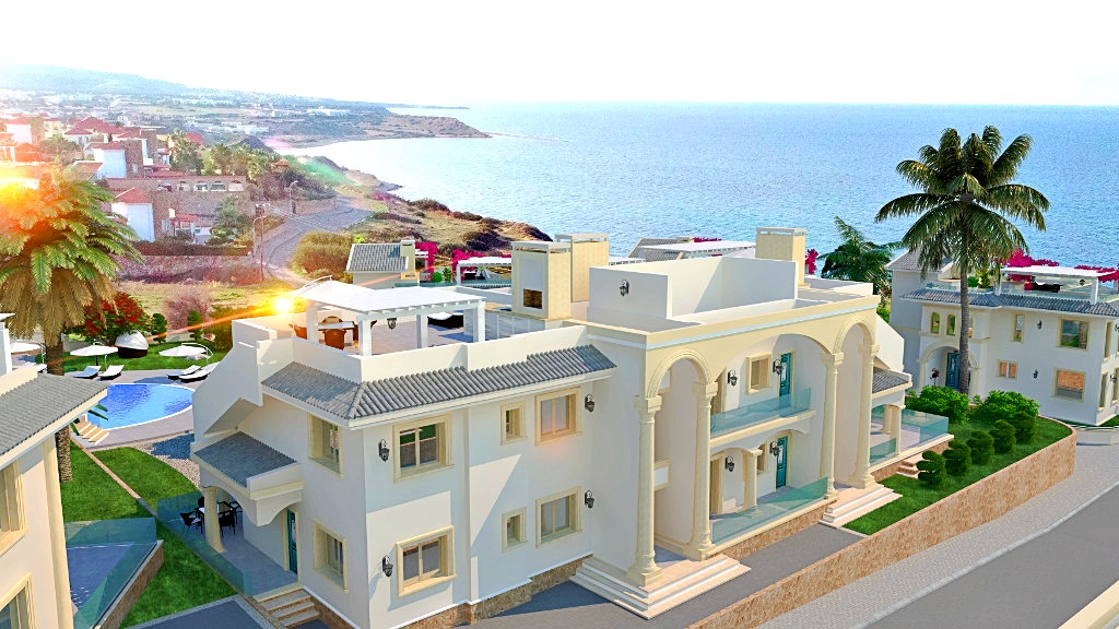 Modern apartments in Mediterranean style in a holiday complex on the beachfront