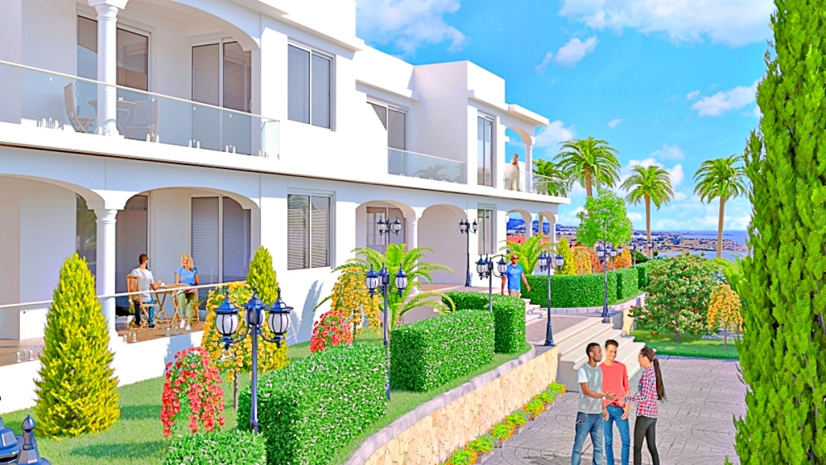 Modern apartments in Mediterranean style in a holiday complex on the beachfront