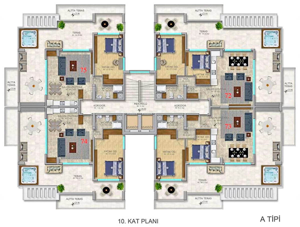 Apartment 1 + 1 on the 9th floor, with terraces, amazing views!