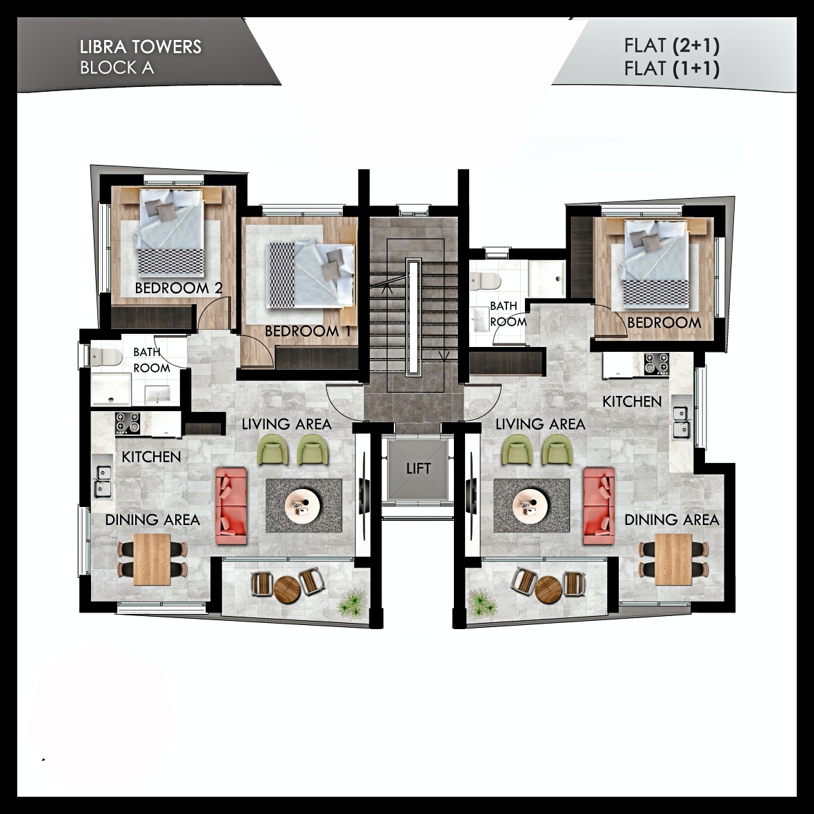 Apartments with one  bedroom in Iskele, developed infrastructure