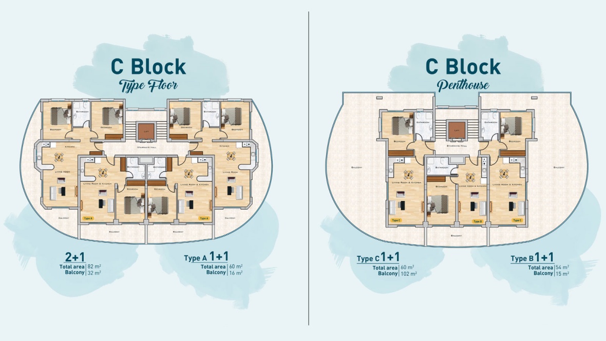 1+1 apartment  on the beach, the infrastructure is nearby!