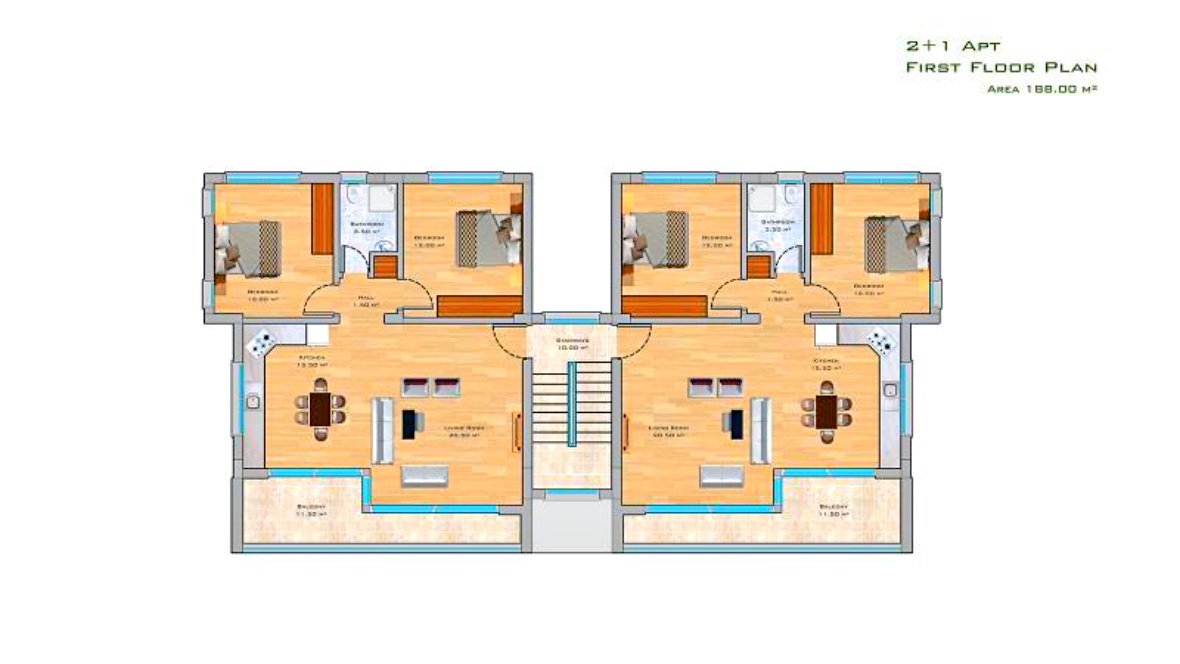 Luxury two bedroom apartments in a resort complex with a beach