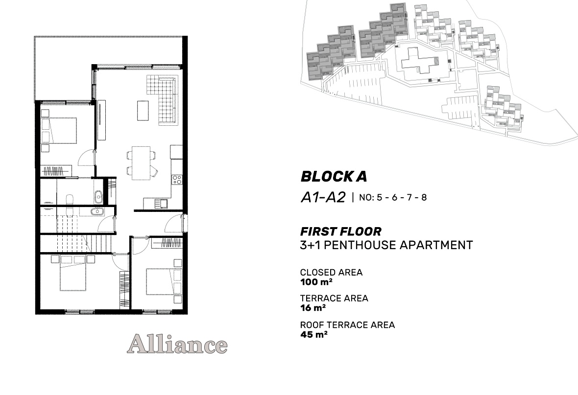 Luxury apartments in a complex on the first line of the sea