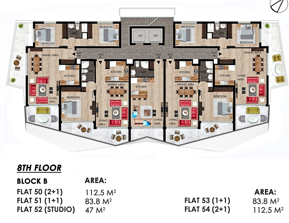 Studio apartments in a new project located next to the popular Long Beach