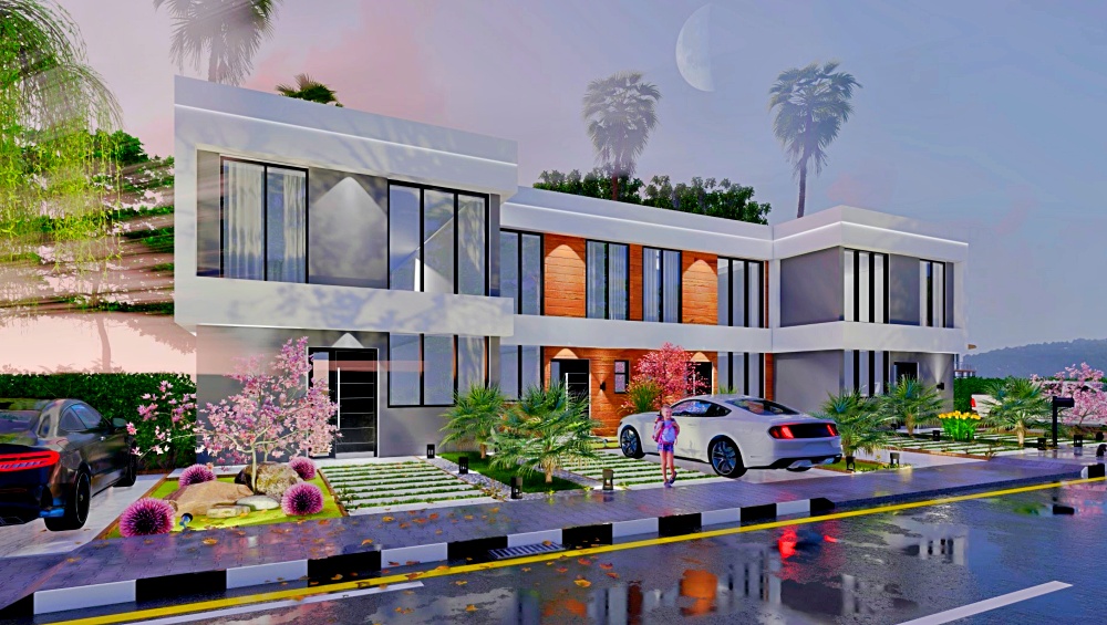 Modern townhouses  3+1 in a complex near the water park and the sea