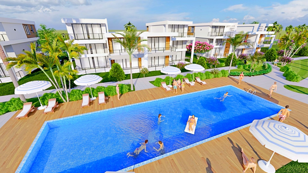 Modern townhouses  3+1 in a complex near the water park and the sea