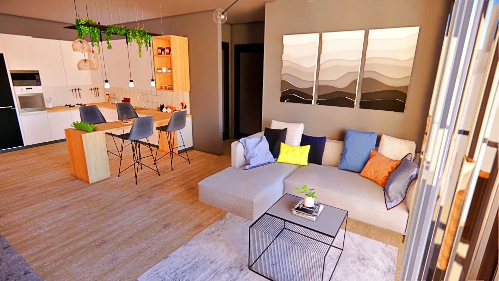 Three-room apartments in a separate building near Long Beach