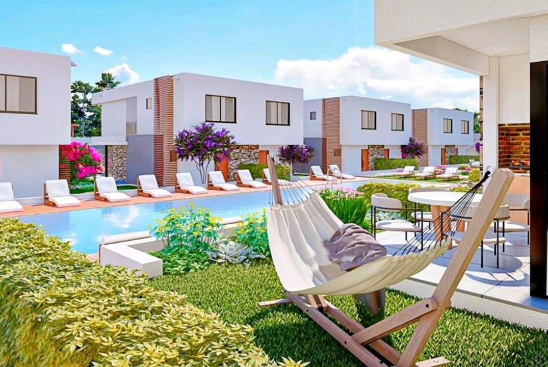An apartment on the ground floor and a penthouse in a gated complex with a swimming pool in a picturesque place Yeni - Erenkoy