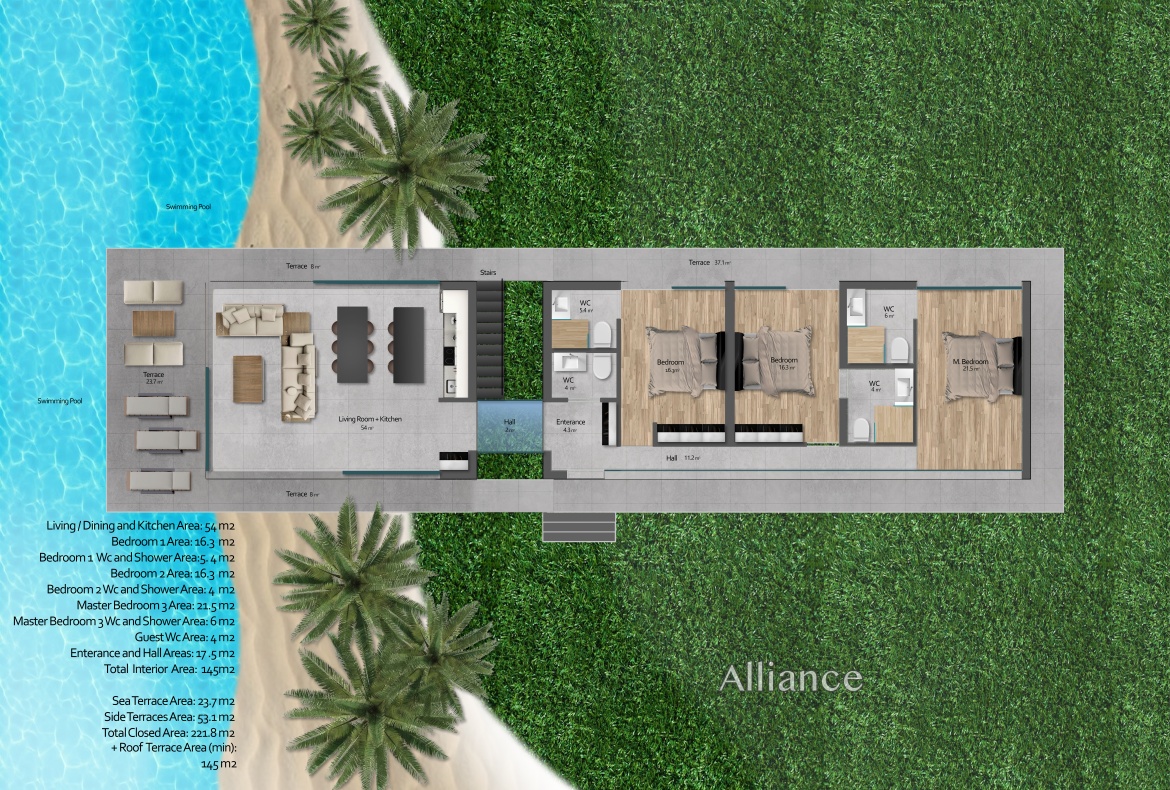 Luxury villas on the first coastline in a gated complex