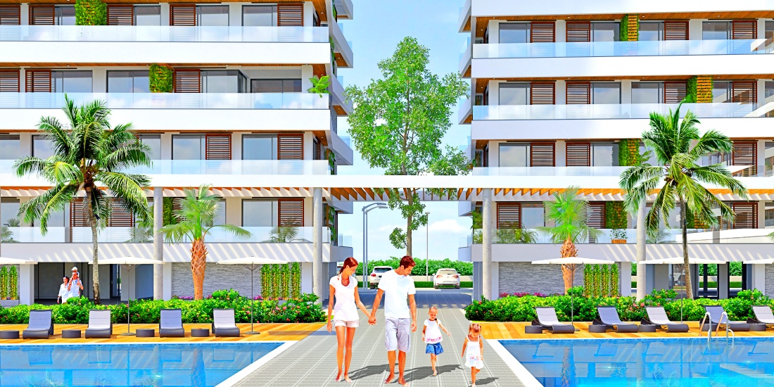 Apartments 2+1  in a new complex with the most modern infrastructure, 250 metres from the beach