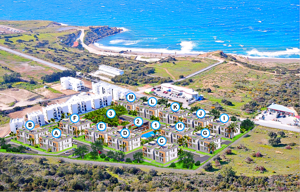 A unique complex of 52 luxury apartments with a garden and penthouses with a terrace