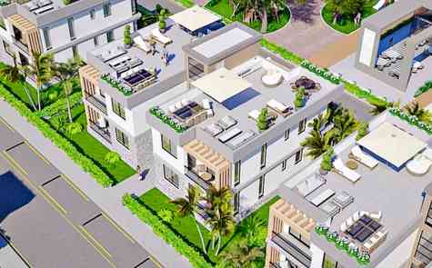 A unique complex of 52 luxury apartments with a garden and penthouses with a terrace