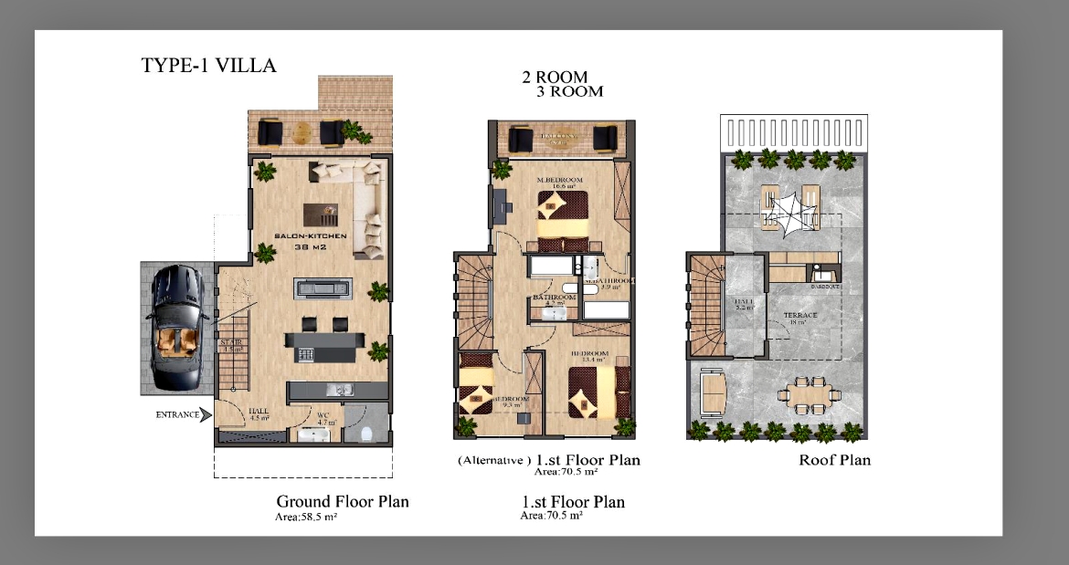 Beachfront Villas - Connecting 2+1 and Detached 3+1