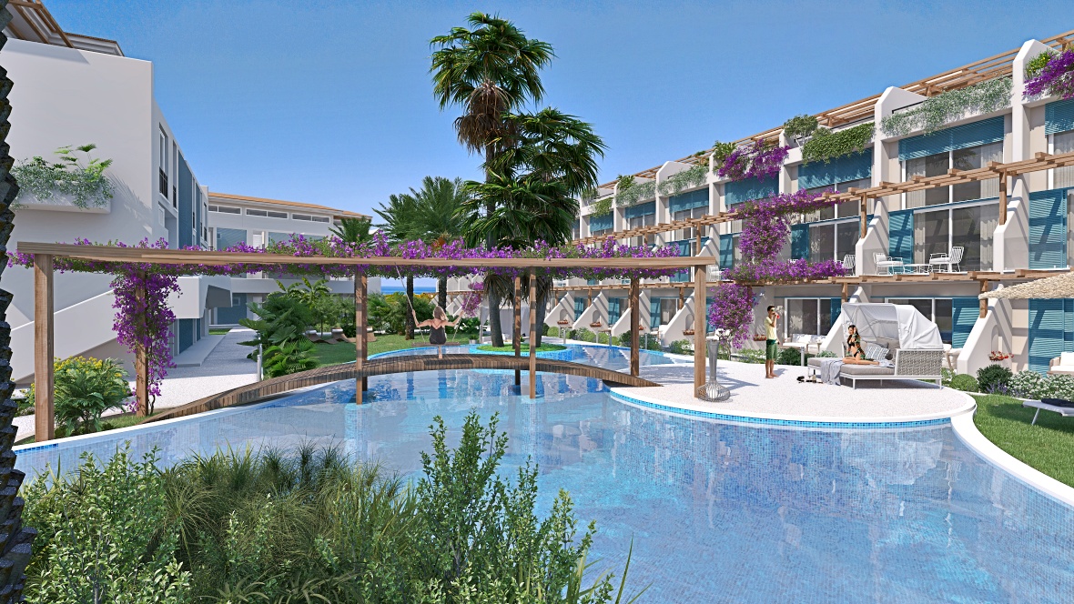 Garden apartments and lofts 1 + 1 and 2 + 1 in a luxury complex with infrastructure on the beach