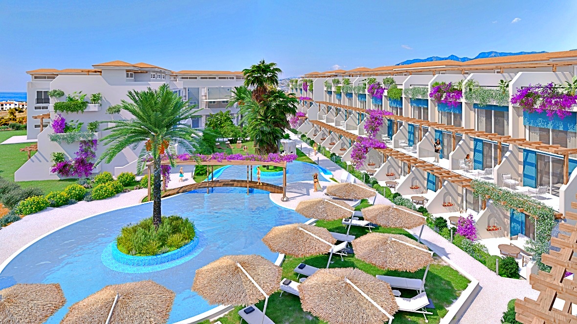 Garden apartments and lofts 1 + 1 and 2 + 1 in a luxury complex with infrastructure on the beach