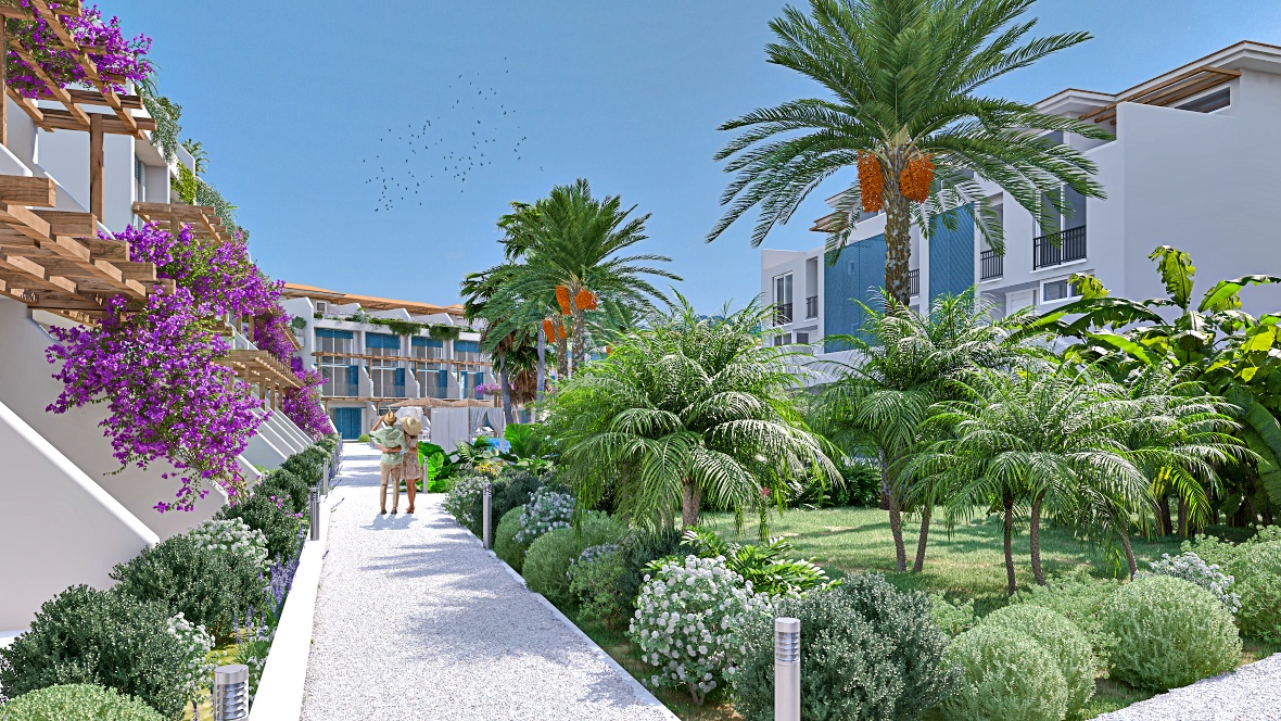 Garden apartments and lofts 1 + 1 and 2 + 1 in a luxury complex with infrastructure on the beach