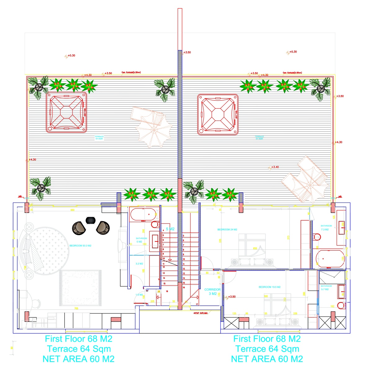 Seafront - villas for two owners in a unique location in Tatlisu