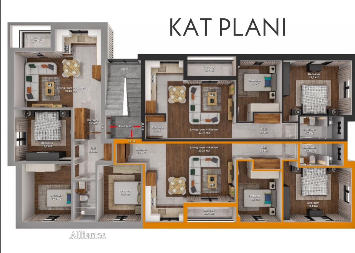 Apartments 2 + 1 and 3 + 1 in the settlement of Lapta, a convenient location for living and recreation