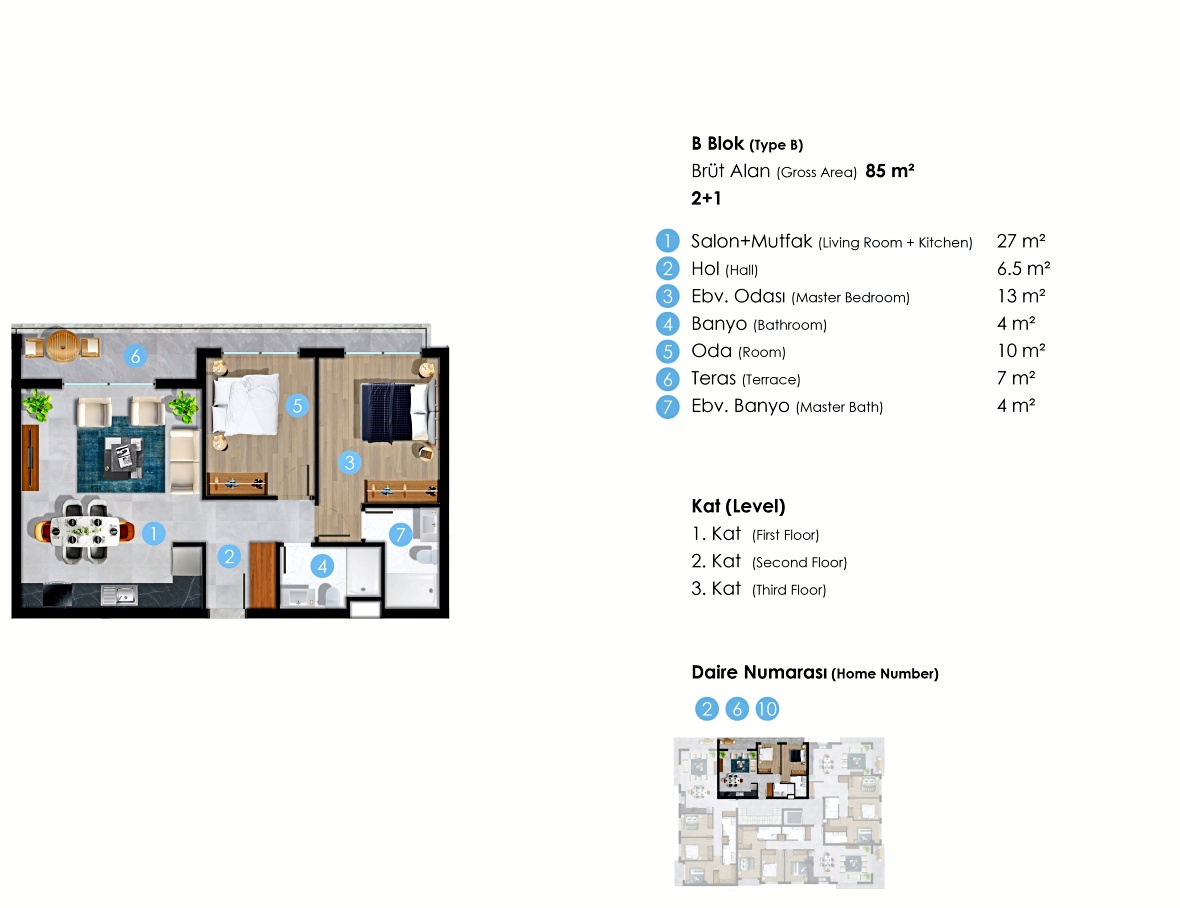 Two and three bedroom apartments in the center of Kyrenia