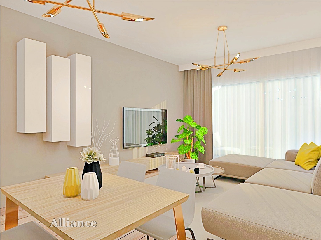 One bedroom apartments in a new guarded complex with a swimming pool in Alsancak