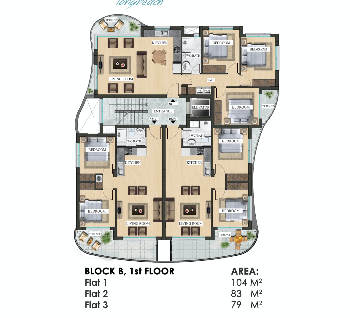 Luxury apartments 3 + 1 in a complex in Iskele