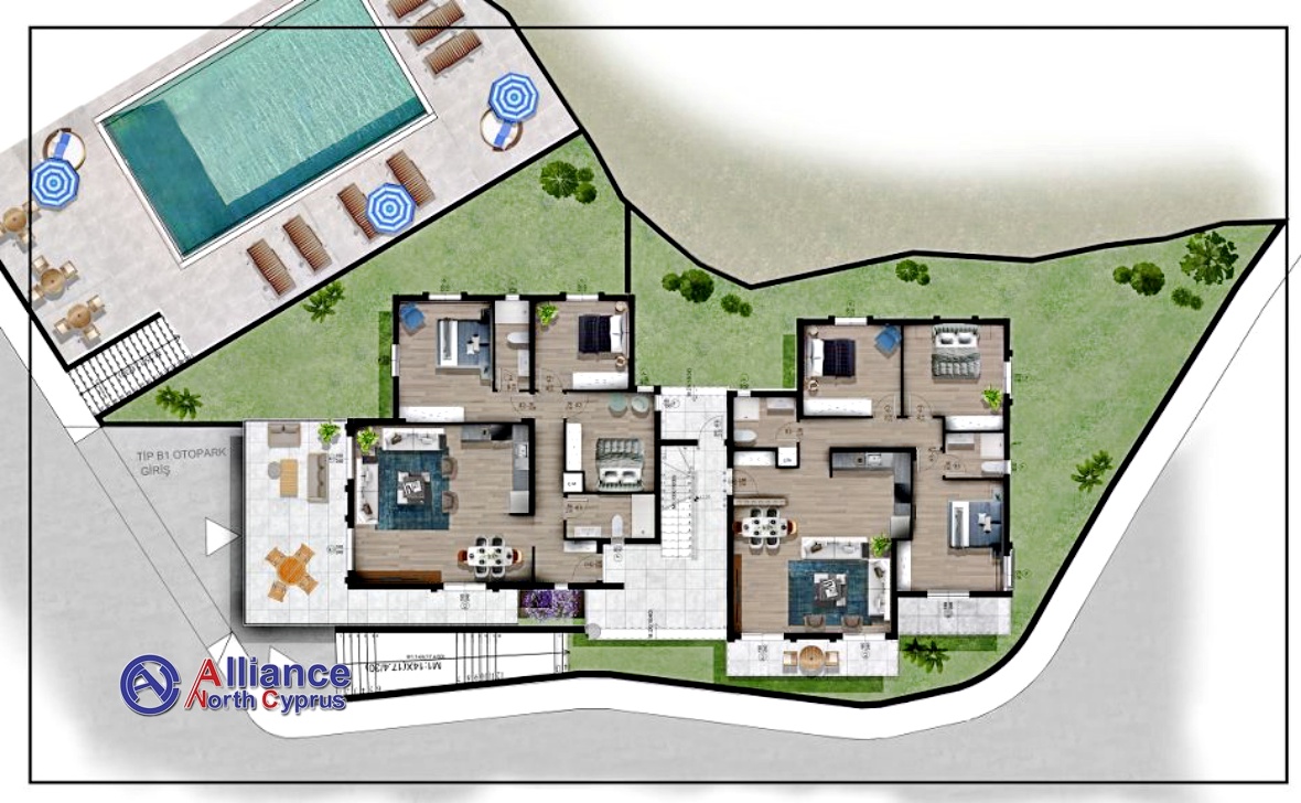 Three bedroom apartments in Chatalkoy, private garden and parking