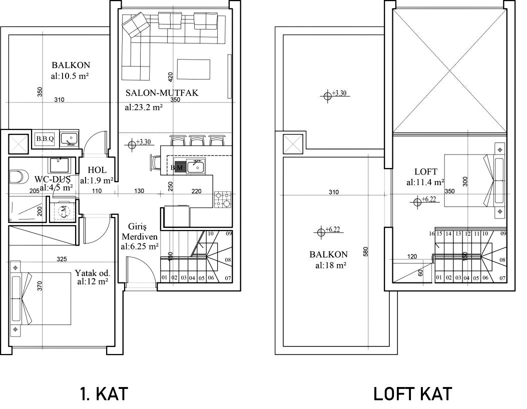 Apartments 1 + 2 loft in a gated complex by the sea