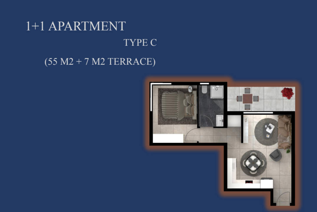 Studio apartments, 1 + 1 and 2 + 1 of different sizes and layouts in Bogaz, a complex for life and recreation!