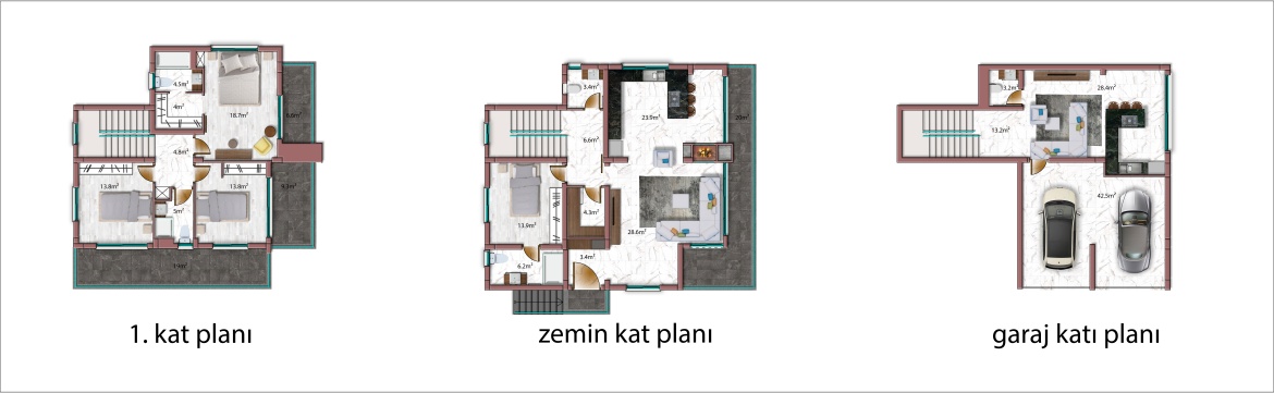 4+2 triplex villas in Catalkoy