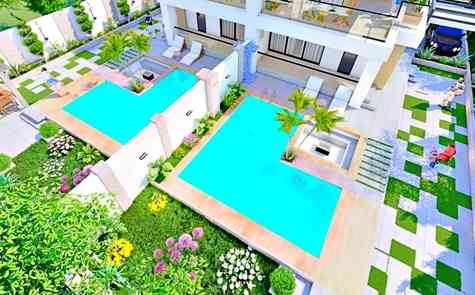 Two-family villa with pool located in Bogaz, Iskele.