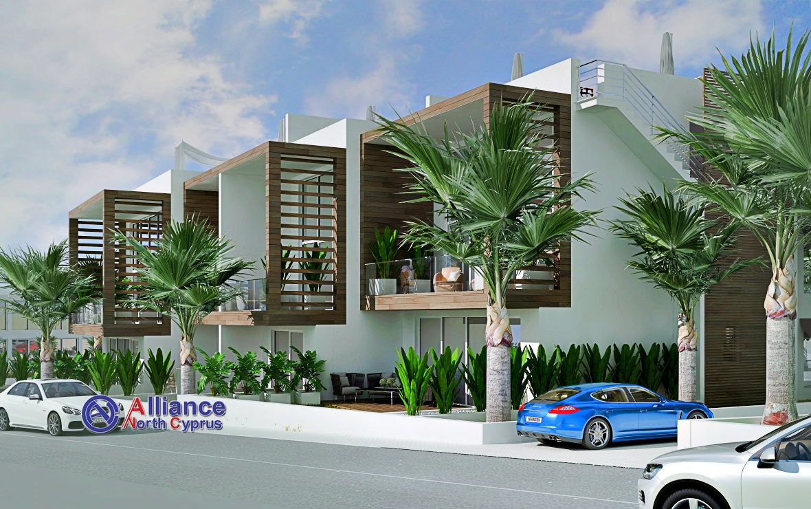 Apartments 2 + 1, with a garden and penthouses, in a club-type complex in Esentepe