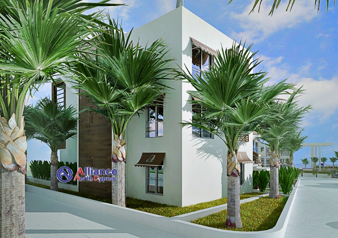 Apartments 2 + 1, with a garden and penthouses, in a club-type complex in Esentepe