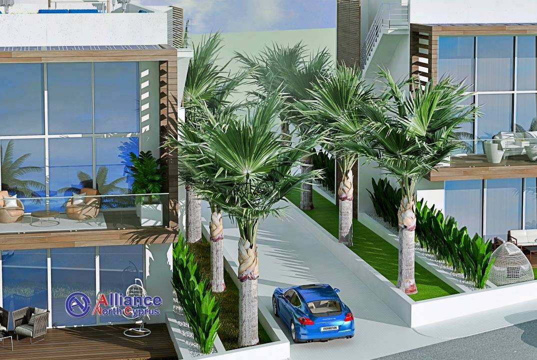 Apartments 2 + 1, with a garden and penthouses, in a club-type complex in Esentepe