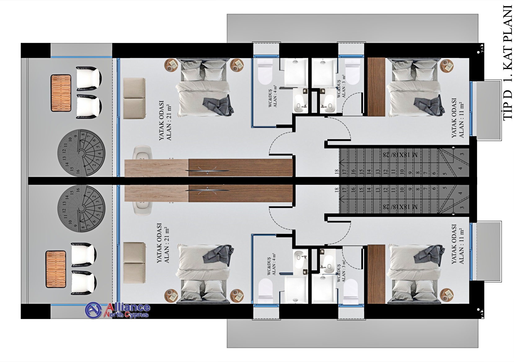 Villas for two families in a luxury complex on the sea in Tatlisu