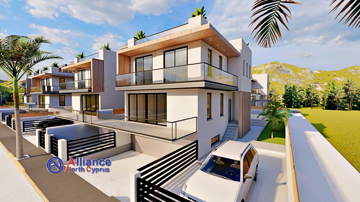 Modern design villas with garage and basement