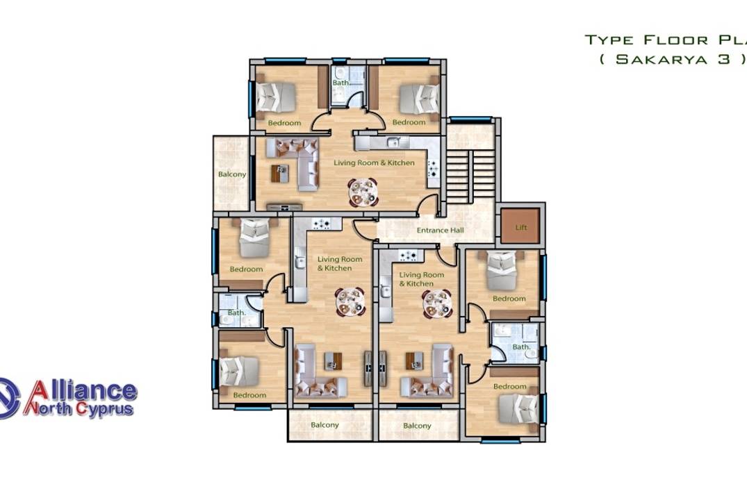 Apartments 2+1 in the very center of Famagusta, Turkish titles