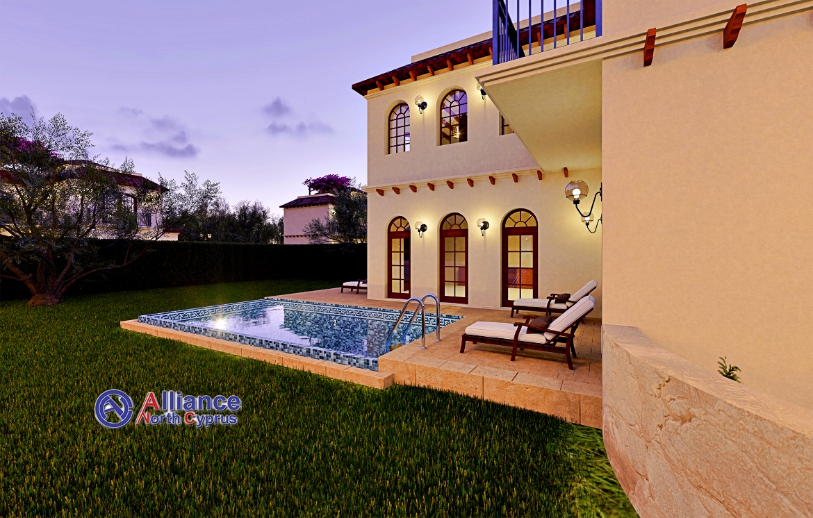 Mediterranean design villas in Ozankoy, 3 levels, with pool